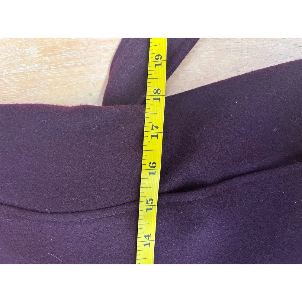 Michael Kors Plum Purple Wool Blend Belted Trench Pea Coat Sz 12 Gold‎ Buttons